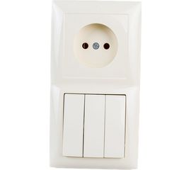 Комбинированный блок Кунцево-Электро СЕЛЕНА скрытой установки выключатель+розетка БКВР-410 с/к 8172 