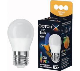 Светодиодная лампа ФОТОН LED P45-C 8W E27 3000K, серия Х 24012 