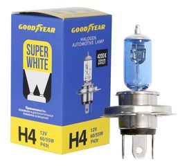 Автомобильная галогенная лампа Goodyear Н4 12V 60/55W P43t Super White GY014126 