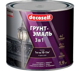 Грунт-эмаль 3 в 1 Пуфас белая глянцевая Decoself 1,9кг тов-200081 