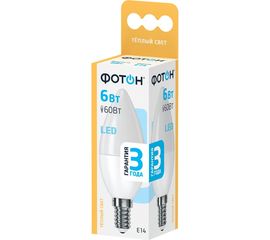 Лампа светодиодная ФОТОН LED B35 6W E14 3000K 22808 
