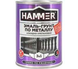 Эмаль-грунт по металлу HAMMER 3в1 АУ п/гл RAL 1023 трансп. желтый 0,9 кг ЭК000133628 