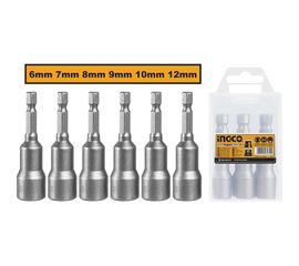 Набор бит с магнитной торцевой головкой INDUSTRIAL (6 шт; 6-12 мм; 65 мм) INGCO AMN65061 