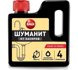 Гранулированное средство для устранения засоров в канализационных и сточных трубах раковин, ванн и унитазов Bagi Шуманит 280 г 1015024169 