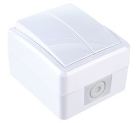 Двойной выключатель ЭРА 11-1404-01 IP54, 10АХ-250В, ОУ, Эксперт, белый Б0020675 