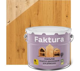 Защитно-декоративное покрытие FAKTURA с льняным маслом и ионами серебра, сосна, ведро 9л, 208450 