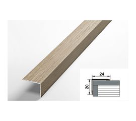Порог угловой алюминиевый ЛУКА (20х24 мм, 0,9 м, ламинированный, Дуб беленый) УТ000020032 