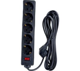 Сетевой фильтр ExeGate SP-5-5B 5 евро с заземлением, 5м, выключатель с подсветкой, черный 221188 