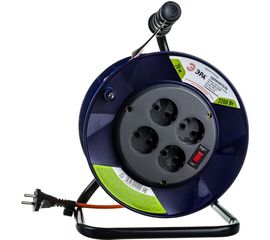 Удлинитель ЭРА, силовой, RPx4s2x1.020m, на пластиковой катушке, б/з, 4 гн, 20м, ПВС 2х1, Б0043050 