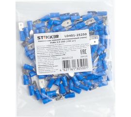 Изолированный плоский наконечник папа STEKKER РпИп 2,5-250, LD401-25250 ОПТ упаковка 100шт 39410 