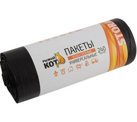 Пакеты универсальные особо прочные черные (5 шт; 240 л; 43 мкм; ПВД) Рыжий кот 310421 