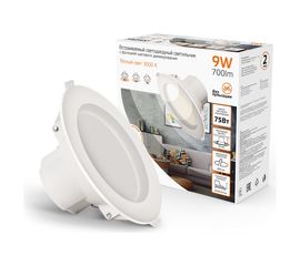 Круглый светильник Gauss белый 9W,126x126x54, O95мм, 3000K, 700 Lm 927420109-S 