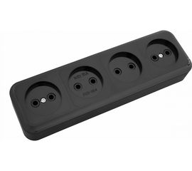 Розетка Bylectrica 4-местная ОУ, серия ПРАЛЕСКА, черный, РА16-264 черный 