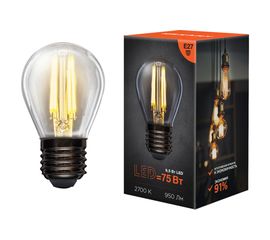 Филаментная лампа REXANT Шарик GL45 9.5 Вт 2700K E27 604-131 