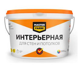 Интерьерная водно-дисперсионная краска для стен и потолков в сухих помещениях MASTER FARBE (белая; 14 кг) 4631159427514 