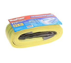 Буксировочный грузовой трос MEGAPOWER 31500кг длина 5 метров, ширина ленты 90мм петля-петля M-75531 