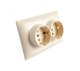 Розетка Кунцево-Электро СЕЛЕНА скрытой установки двухместная РС16-401 с/к 8152 