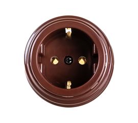 Розетка Bylectrica РА16-0202 1-местная с заз. контактом 16А ОУ, серия РЕТРО, коричневый 