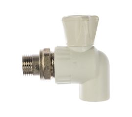Шаровый кран VALFEX PP-R белый, 20х1/2 дюйма НР, угловой для радиатора 10148020 007-7677 