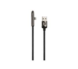 Дата-кабель USAMS U34 USB - Lightning с индикатором, боковой, черный SJ362USB01 УТ000019978 