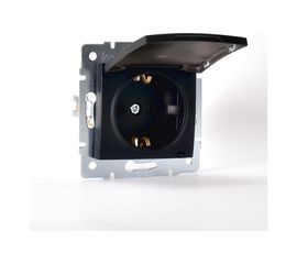 Розетка Lezard, KARINA, с/з, с крышкой, керамика, чёрный бархат, 707-4288-123 