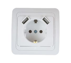 Одинарная розетка IN HOME CLASSICO с двумя USB белая 2147 4690612035260 