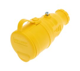Переносная влагозащищенная розетка REXANT с крышкой, с заземлением, 16 А, IP44, каучук желтая 111-122 