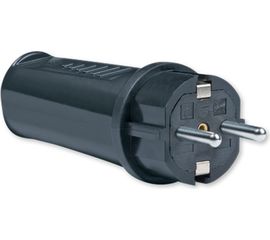 Массивная вилка Aling-conel 16A 250В, черный с резиновым покрытием 3004.13 137001 