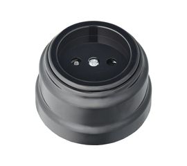 Розетка Bylectrica РА16-0205 1-местная без заз. со шторк. 16А ОУ, серия РЕТРО, черный 