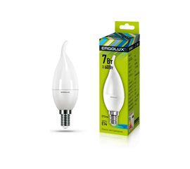 Электрическая светодиодная лампа Ergolux LED-CA35-7W-E14-4К Свеча на ветру 7Вт E14 4500K 172-265В 12875 
