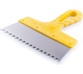 Зубчатый шпатель из нержавеющей стали 200мм зуб 4х4мм Jettools желтый Шн/желт-200/4 