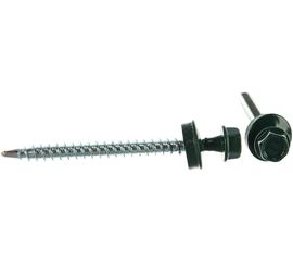 Саморезы Зубр для крепления кровельных материалов к деревянной обрешетке, цвет RAL 6005 зеленый насыщенный, оцинкованный, 4,8x60мм, 1000шт 4-300310-48-060-6005 