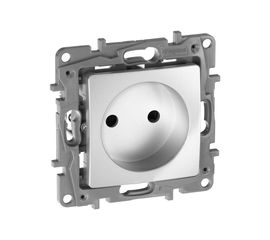 Механизм розетки Legrand 1-м СП Etika 2К 16 А защитные шторки без заземления винтовые зажимы алюминий Leg 672434 