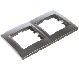 Двухместная горизонтальная рамка Lezard KARINA без вставок, матовое серебро 707-4300-147 