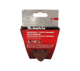 Треугольник абразивный на ворсовой подложке под липучку (5 шт; 93 мм; P100; 6 отв) MATRIX 73861 