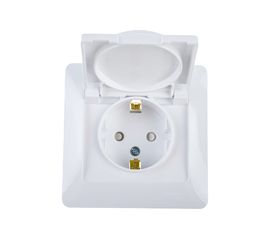 Розетка Schneider Electric 1-м GLOSSA с заземлением, защитные шторки, с крышкой IP20 белая SchE GSL000146 