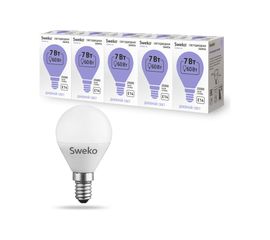 Светодиодная лампа Sweko 5 шт 42LED-G45-7W-230-6500K-E14 