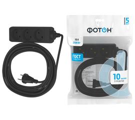 Сетевой удлинитель Фотон 10-103, 10м, 3 розетки, 10А, черный 22721 