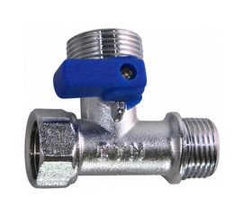 Шаровой угловой кран для бытовых приборов 1/2х3/4х1/2 Шаровой кран СТМ СТАНДАРТ г/ш/ш, флажок, никель CA3N1234 