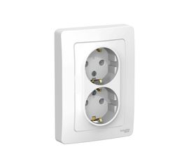 Двойная розетка Schneider Electric BLANCA с заземлением, без шторок, БЕЛЫЙ BLNRS001021 