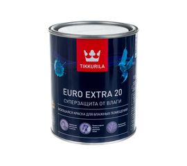 Краска TIKKURILA EURO EXTRA 20 моющаяся для влажных помещений, база A 0,9л 700001105 