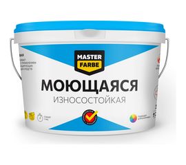Водно-дисперсионная краска для помещений с высокой эксплуатационной нагрузкой MASTER FARBE (моющаяся; износостойкая; белая; 14 кг) 4631159427576 