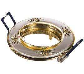 Светильник ЭРА KL3A SS/G литой круг. пов. с гравир MR16,12V/220V, 50W сатин серебро/золото C0043663 