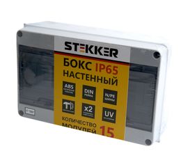 Настенный бокс STEKKER EBX50-1/15-65 15 модулей, пластик, IP65 39192 