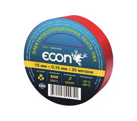 Изолента Econ 15 мм х 20 м, 0,15 мм, красный 15201503 