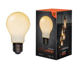 Филаментная лампа REXANT Груша A60 11.5 Вт 2700K E27 матовая колба 604-078 