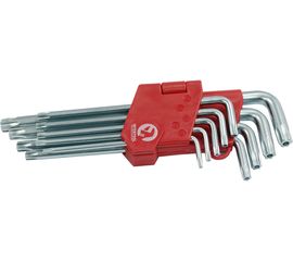 Набор Г-образных ключей INTERTOOL TORX с отверстием 9 шт, Т10-Т50, Cr-V, Big HT-0606 