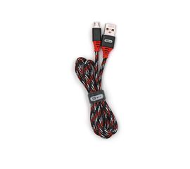 USB-кабель AM-microBM BYZ 1 метр, 2.4A, тканевый, черно-красный, 23750-BL-690mBKR 