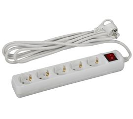 Удлинитель ЭРА UX-5es-5m с заземлением, 3x0,75мм2, с выключателем, 5 гнезд, 5 метров, 5/10/360 Б0035758 