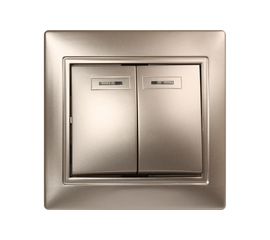 Выключатель Smartbuy 2-клавишный с индикатором 10А шампань, Венера SBE-01c-10-SW2-1-c 